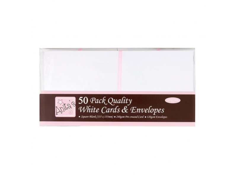 Anita's - Square Cards & Envelopes White 50pk