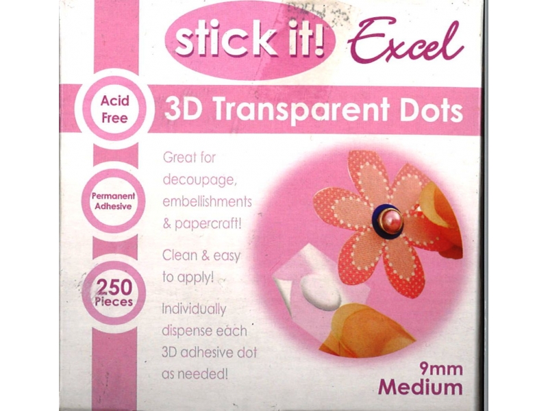 Stick It 3D Transparent Dots 9mm Medium