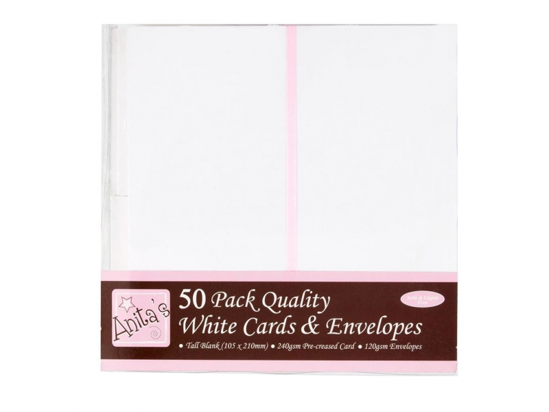 Anita's Tall Cards & Envelopes White 50pk