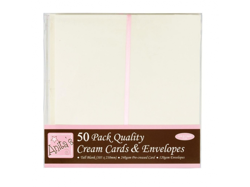 Anita's Tall Cards & Envelopes Cream 50pk