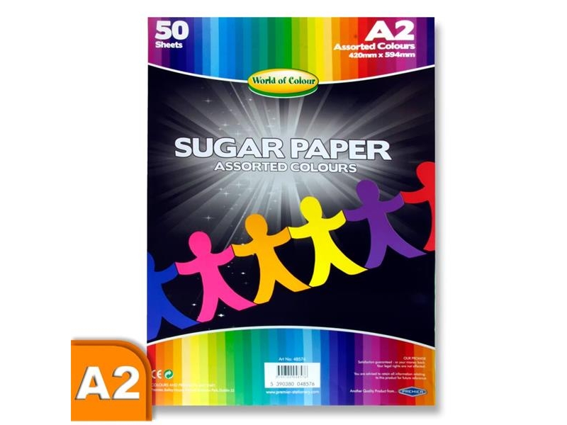 Sugar Paper A2 Mixed Colour - 50 pack