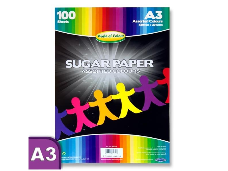 Sugar Paper A3 Mixed Colour - 100 pack