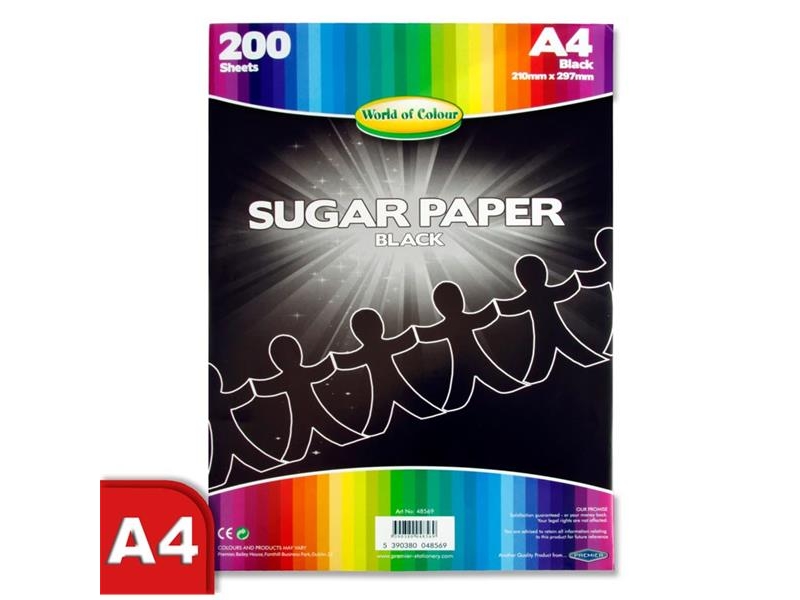 Sugar Paper A4 Black - 200 Pack