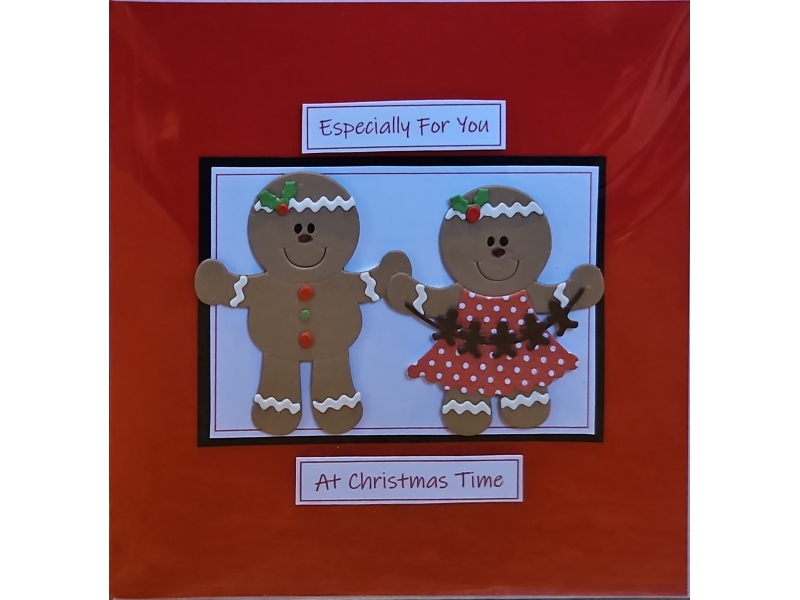 Helen McKeon Handmade Card - Christmas (Gingerbread Couple)