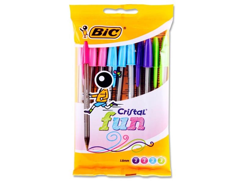Bic Pkt.10 Cristal Ballpoint Pens - Fun