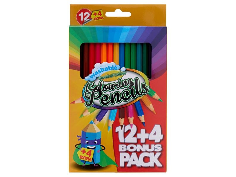 World Of Colour Box 12 + 4 Extra Colouring Pencils