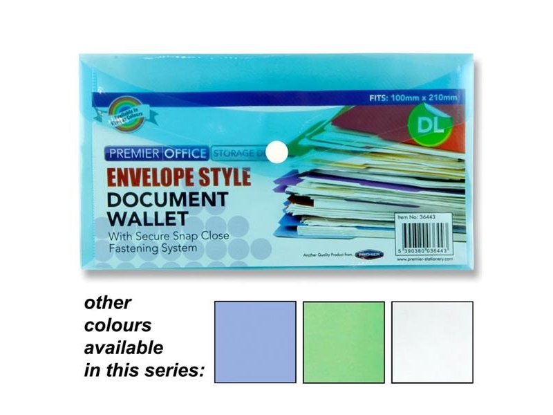 Envelope Style DL Document Wallet / Folder - Assorted Colours