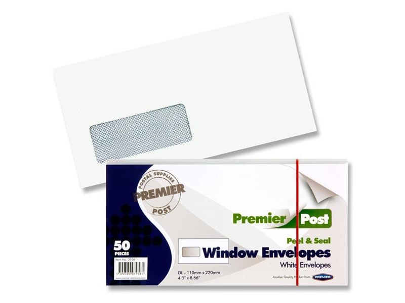 DL Envelope White Window 50 Pack 110mmx220mm