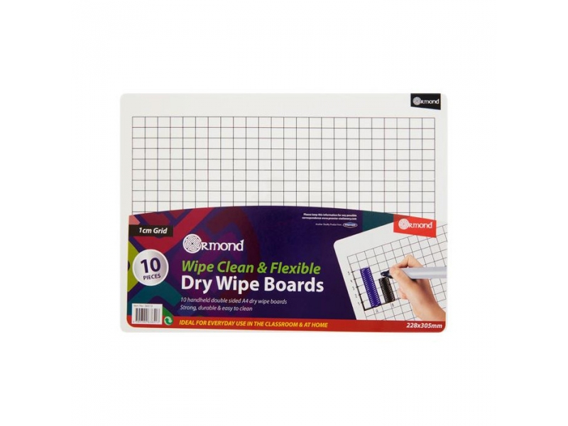 Ormond Dry Wipe Whiteboard Grid - Pkt. 10