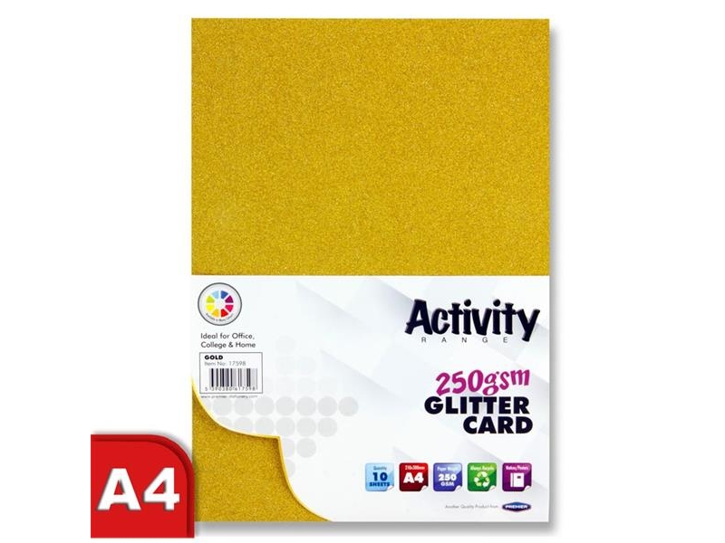 Glitter Card Gold A4 Pack 10 - 250gsm