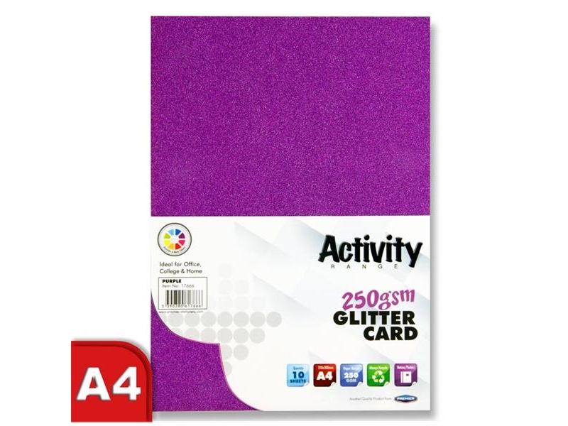 Glitter Card Purple A4 Pack 10 - 250gsm