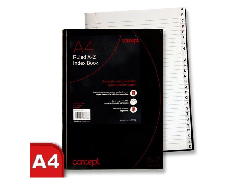 Concept Ruled A-Z Index Book A4 192 Page