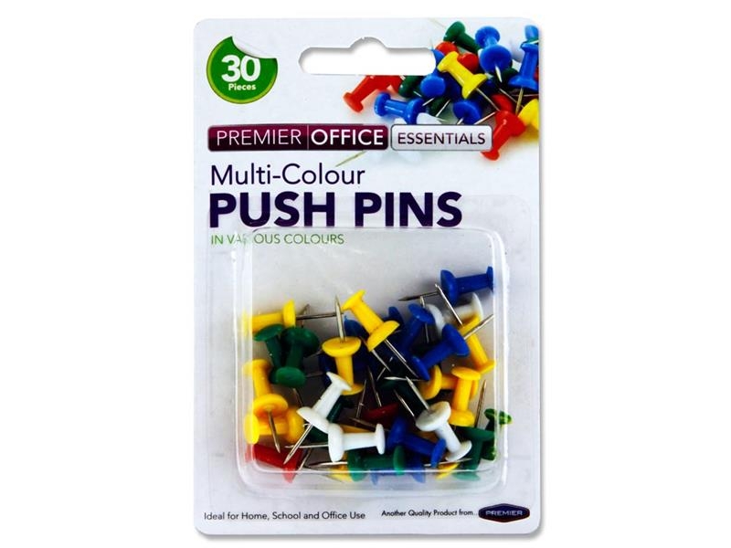 Push Pins Assorted Colours - 30's
