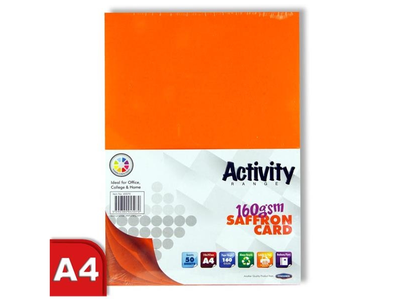 Orange Card (Saffron) A4 50 Pack 160gsm