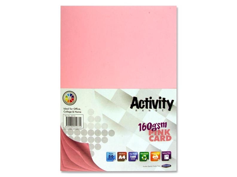 Pink Card A4 Pack 50 - 160gsm