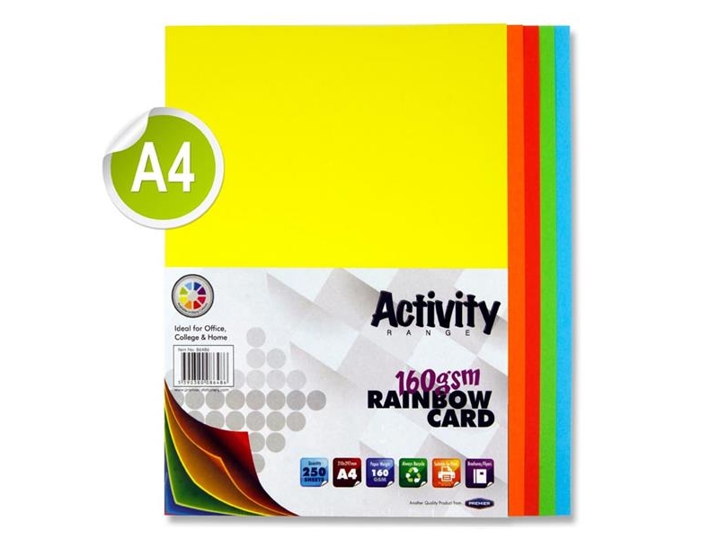 Rainbow Card A4 250 Pack - 160gsm