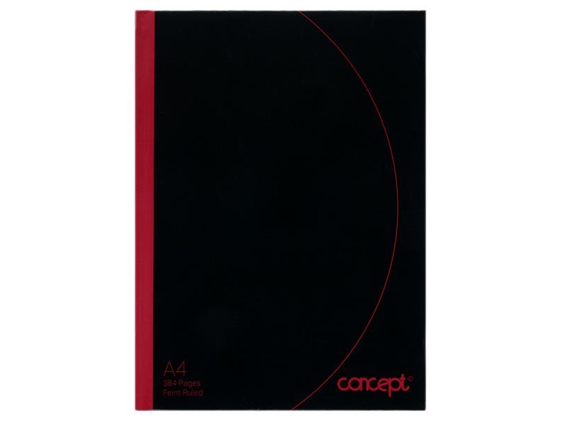 Concept A4 384pg Hardcover Notebook Black & Red