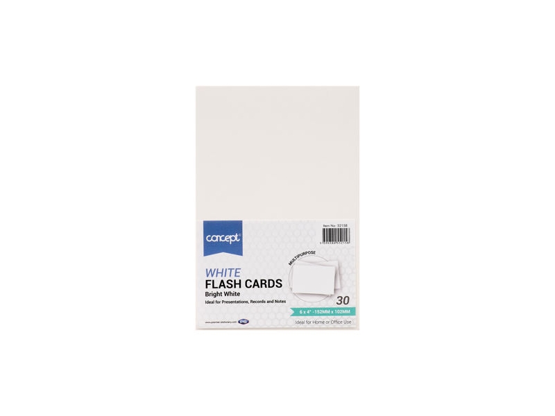 Concept Pkt.30 6"X4" White Flash Card