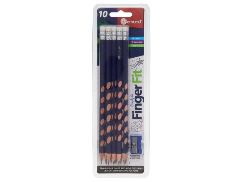 Ormond FingerFit HB Triangular Pencils - Pkt. 10 with Sharpner