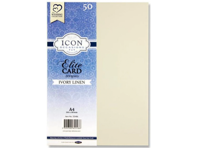 Icon Occasions A4 Linen Card: Ivory - 50 Sheets, 300gsm