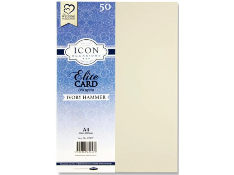 Icon Occasions A4 Hammer Card: Ivory - 50 Sheets, 300gsm