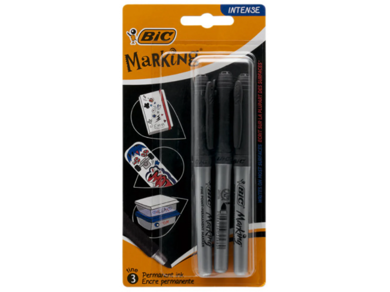 Bic Permanent Markers - Fine Tip, Pk. 3