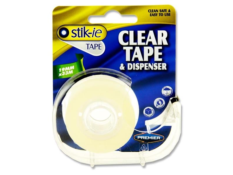 Clear Tape & Dispenser 19mm X 33m - Stik-ie