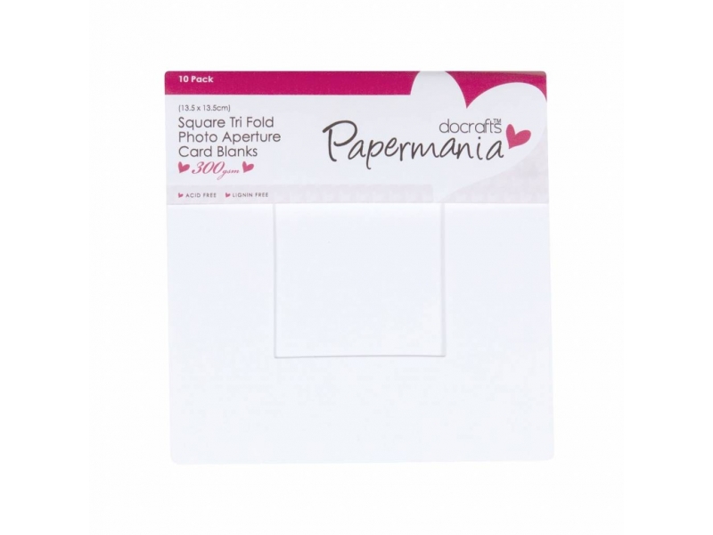 Papermania - Square Tri Fold Card Blanks & Envelopes White 10pk