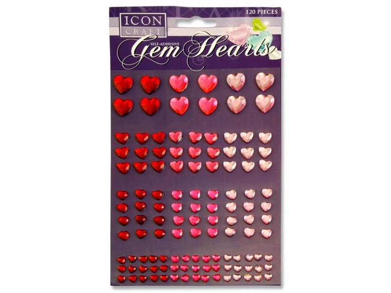 Icon Craft Card 120 Self Adhesive Gem Hearts