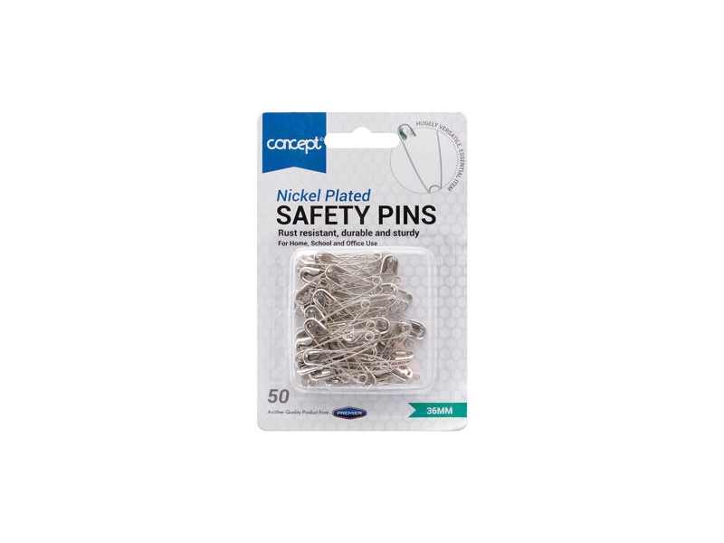 Concept Card 50 36Mm Nickel Safety Pins