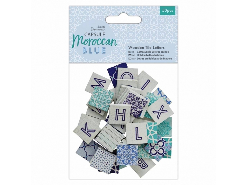 Papermania - Wooden Tile Letters Moroccan Blue 50pcs
