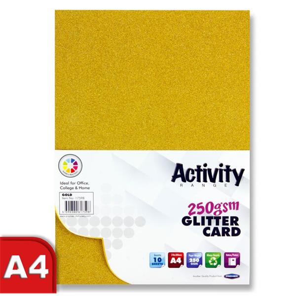 Glitter Card Gold A4 Pack 10 250gsm